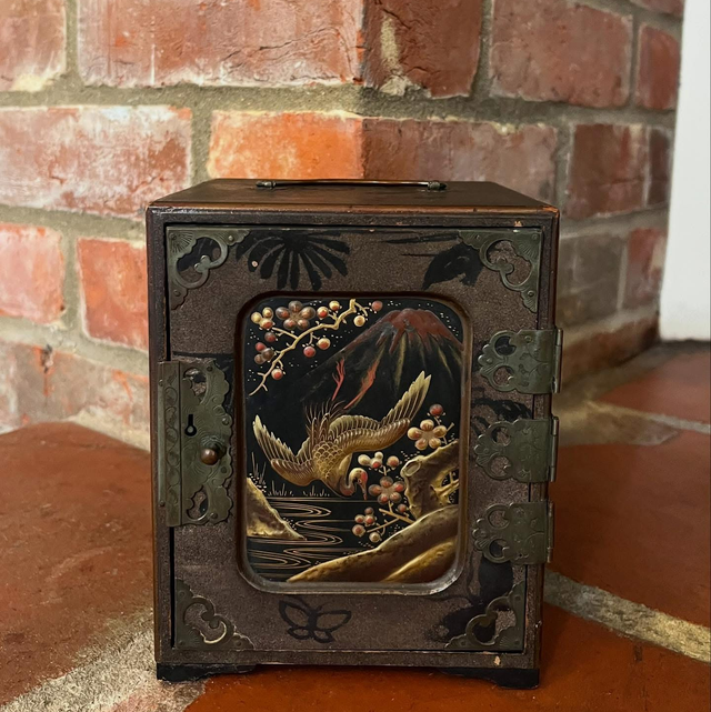 A Late 19th Century Japanese Meiji Period, Lacquered Table Cabinet With Three Drawers