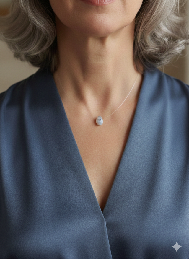 Sérénité Cristalline : La Briolette grisée sur Fil de Crin