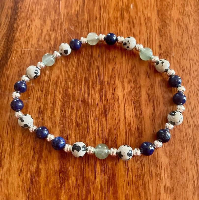 Dalmatian Jasper, Lapis Lazuli, Green Aventurine 8” Mansize Bracelet 