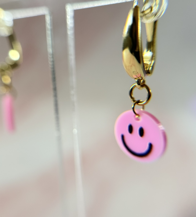 Oorbellen Happy Face Pink
