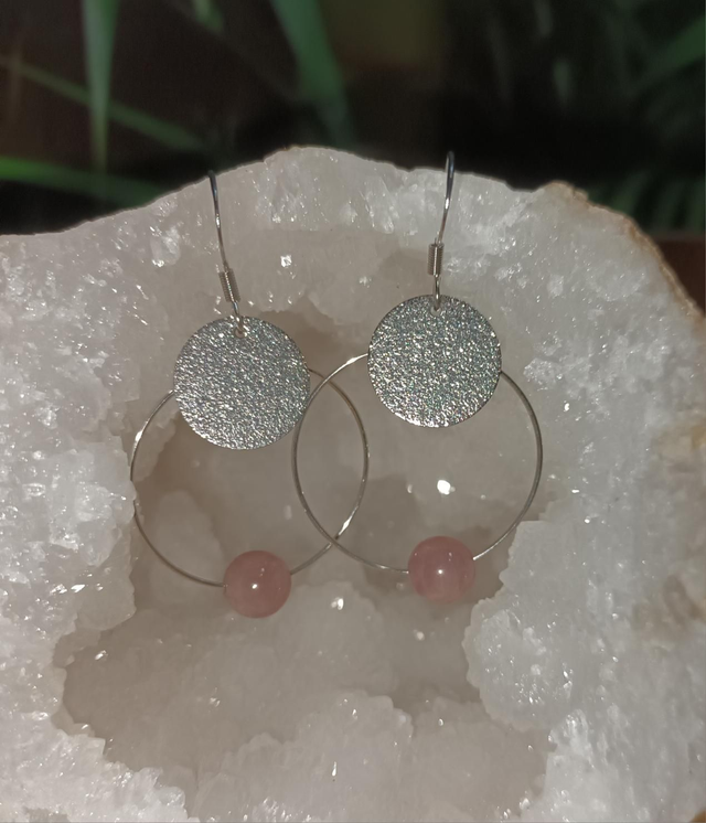 Boucles d’oreilles en Quartz Rose