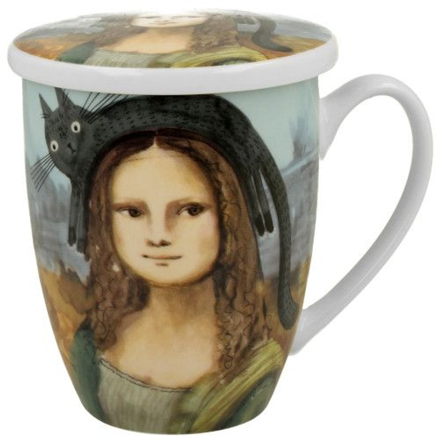 Taza mona lisa, porcelana 0,35 l. filtro y tapa, en caja de regalo.  *623