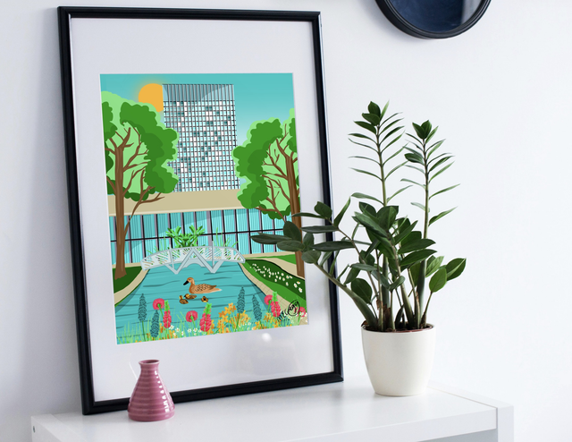 Arts Tower, Sheffield Art Print - Colourful Yorkshire Wall Art by UK Artist Marie Gregg  