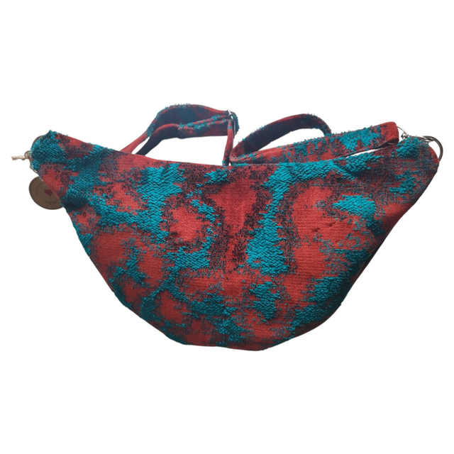 Sac banane en tissu velours Luxe rouge et bleu