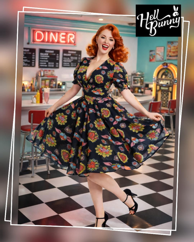 Robe Hell Bunny Amias Sacred Heart Swing T46