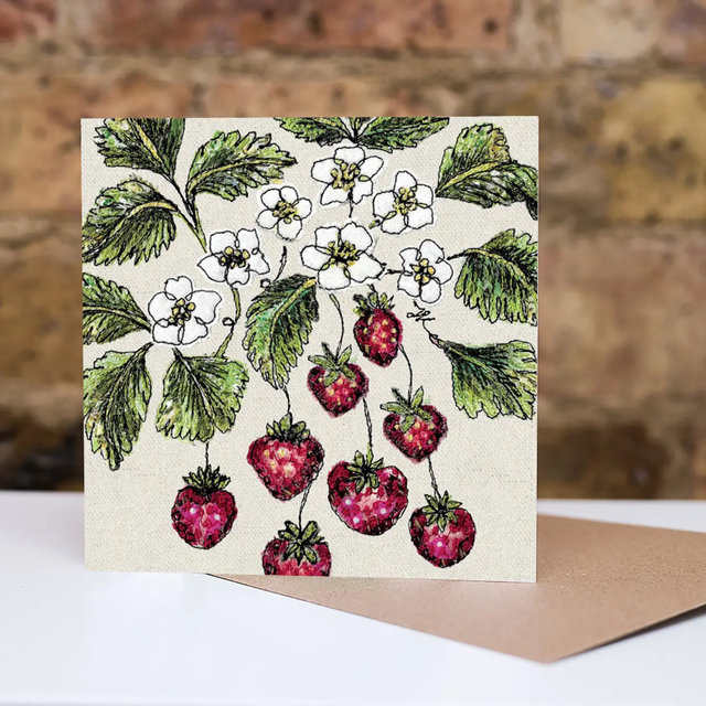 Strawberry Embroidery Art Card