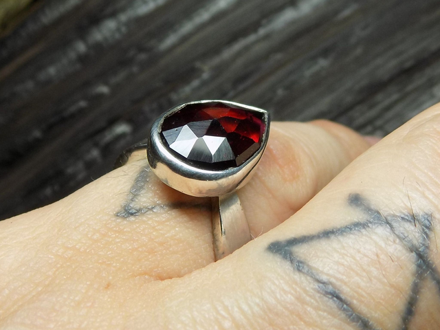 NOCTURNE-Bague Argent&Grenat Almandin