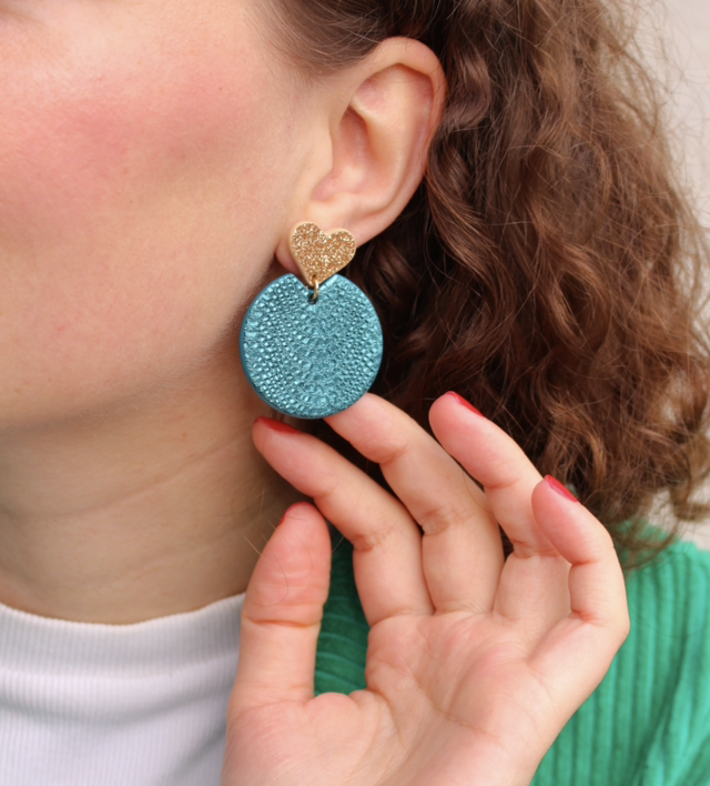 Kira • bleu métallisé, doré pailleté