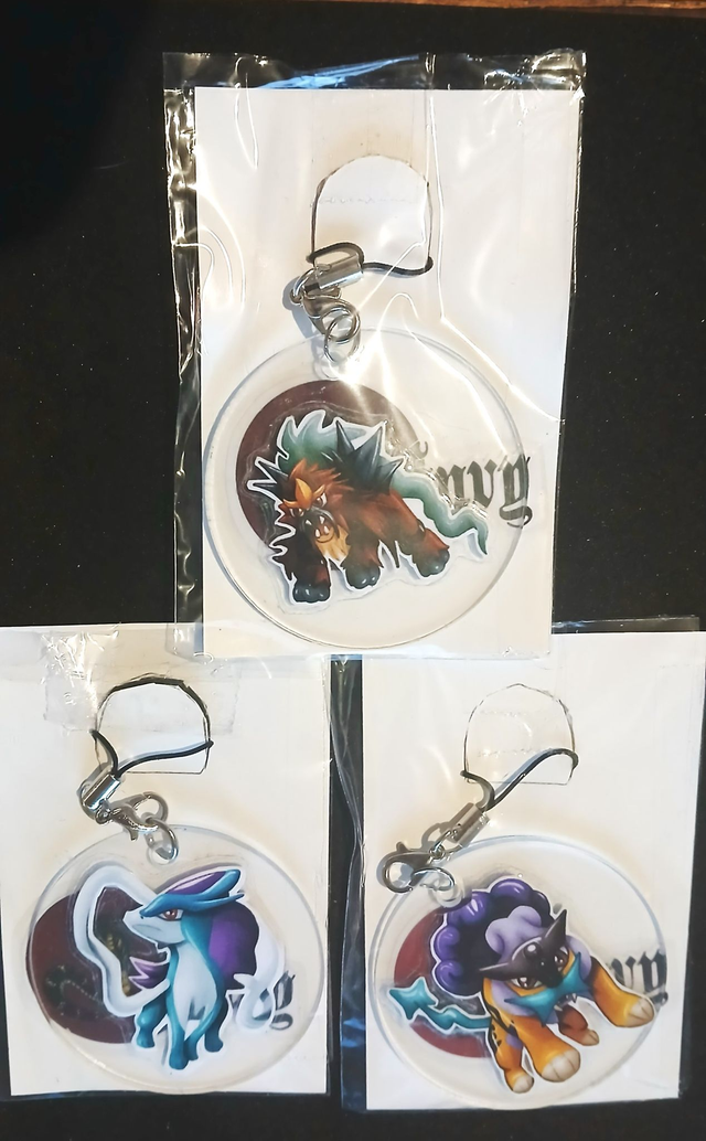 Entei, Suicune et Raiku lots 3 porte clé