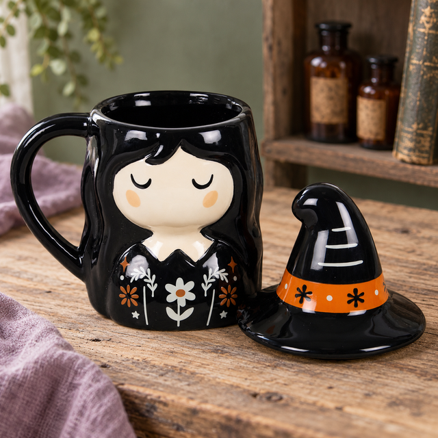Tasse sorcière avec couvercle chapeau – Mug Halloween 350 ml