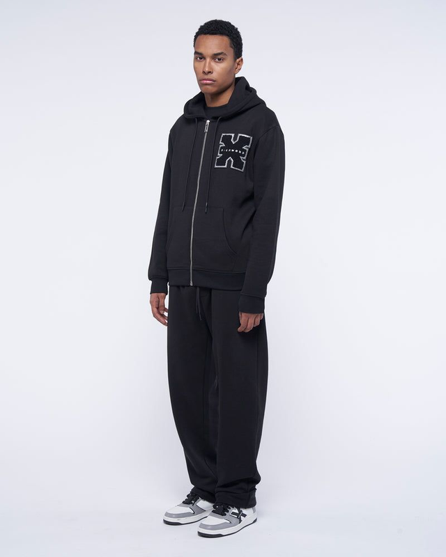 RICHMOND X Felpa Uomo con cappuccio e cerniera e applicazione sul petto