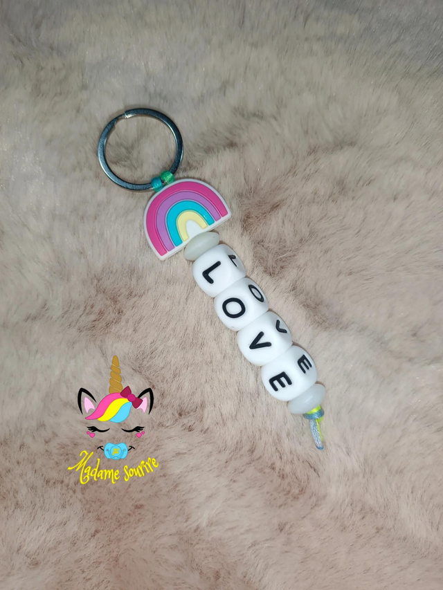 Porte clés 1 branche Arc-en-ciel 