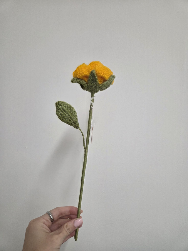 Yellow Rose Forever Crochet Flower - LW-015