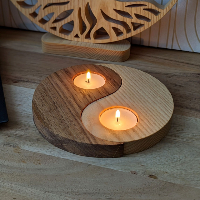Yin et Yang en chêne et frêne
