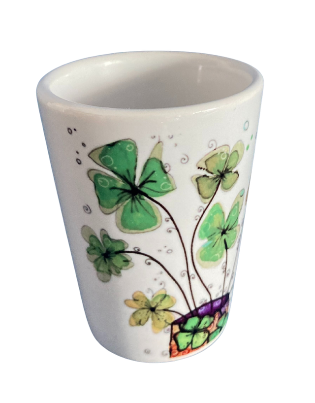 Schnapsglas Keramik "Kleeblätter"