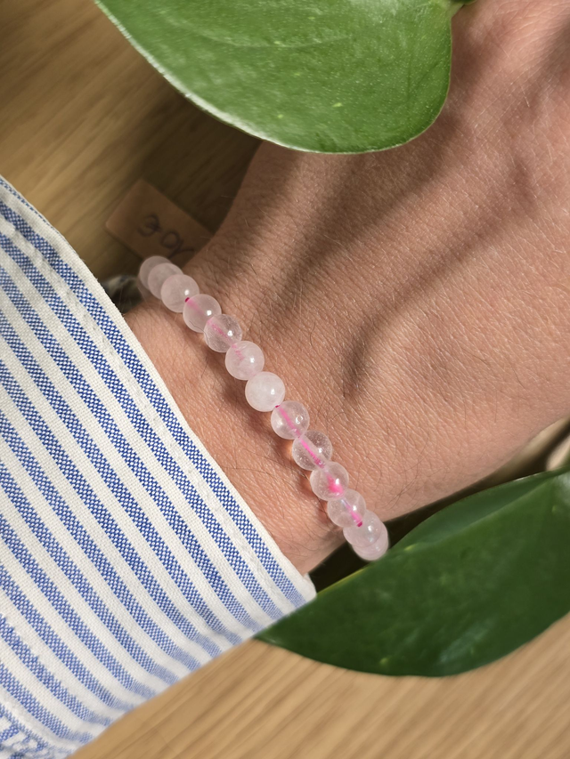 Bracelet Quartz rose du Brésil, perles de 6mm (Qualité A)