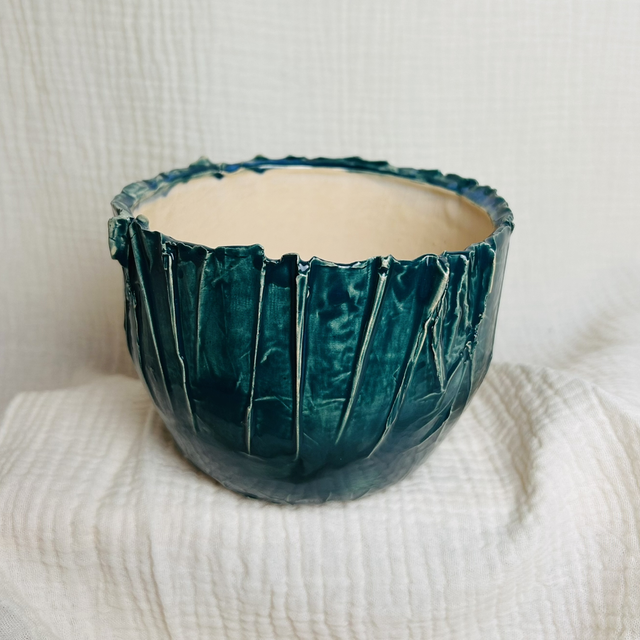 Pot plissé vert jade