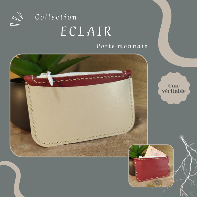ECLAIR porte monnaie/carte - Bordeaux &amp; Blanc