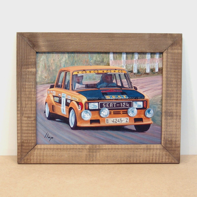 Artimotor enmarcado 28x35 - 1977 Antonio Zanini Seat 124 Proto rally Cataluña