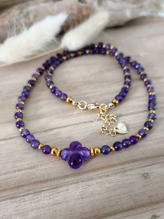 A Collier "Trèfle" Améthyste