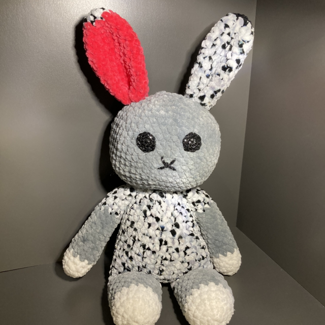 Doudou lapin gris/rose