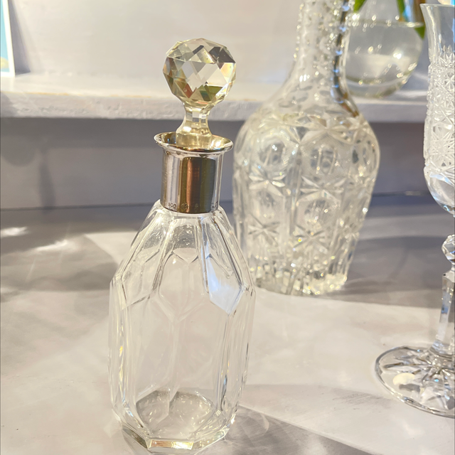 Englischer Flakon Kristallglas 800er Silbermontur