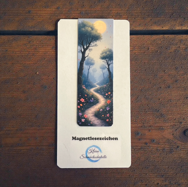 Lesezeichen Wald grün - Handgefertigte Magnet-Lesezeichen – Waldmotive 