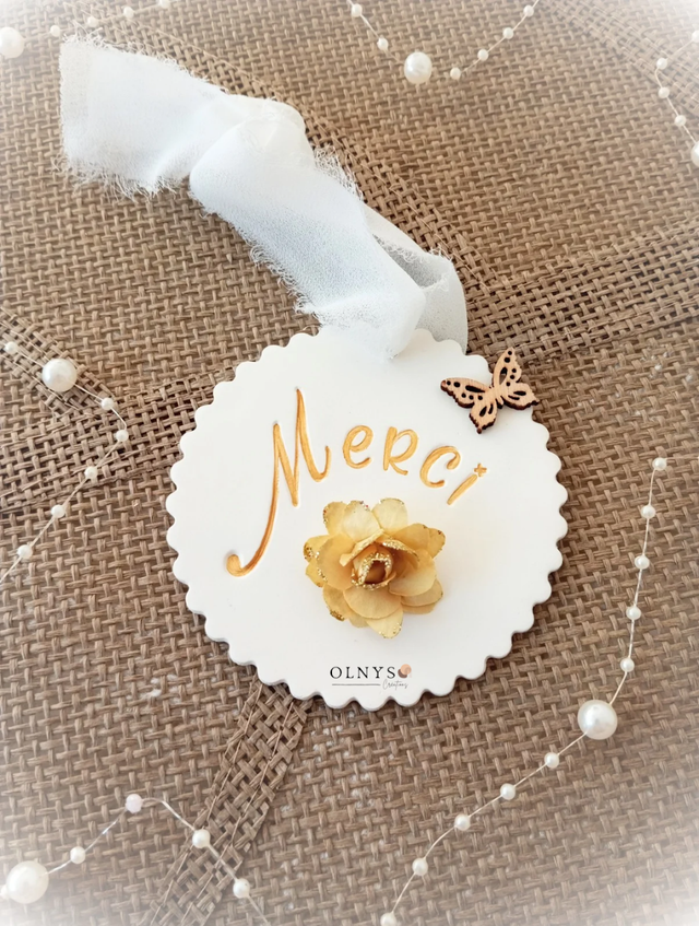 Décoration en argile "Merci" (personnalisable)