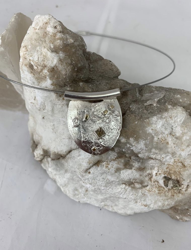 Anhänger-Silberanhänger „Fragmente“ aus recyceltem Silber ohne Kette