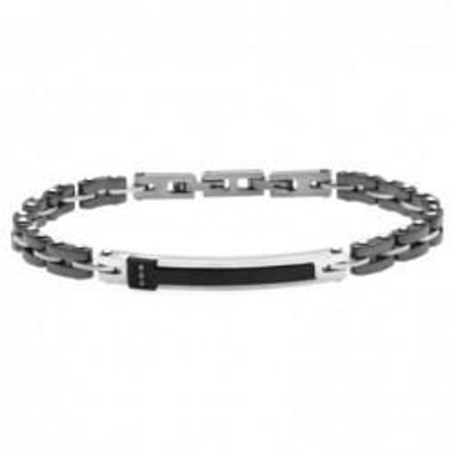 Bracciale uomo in acciaio e ceramica 