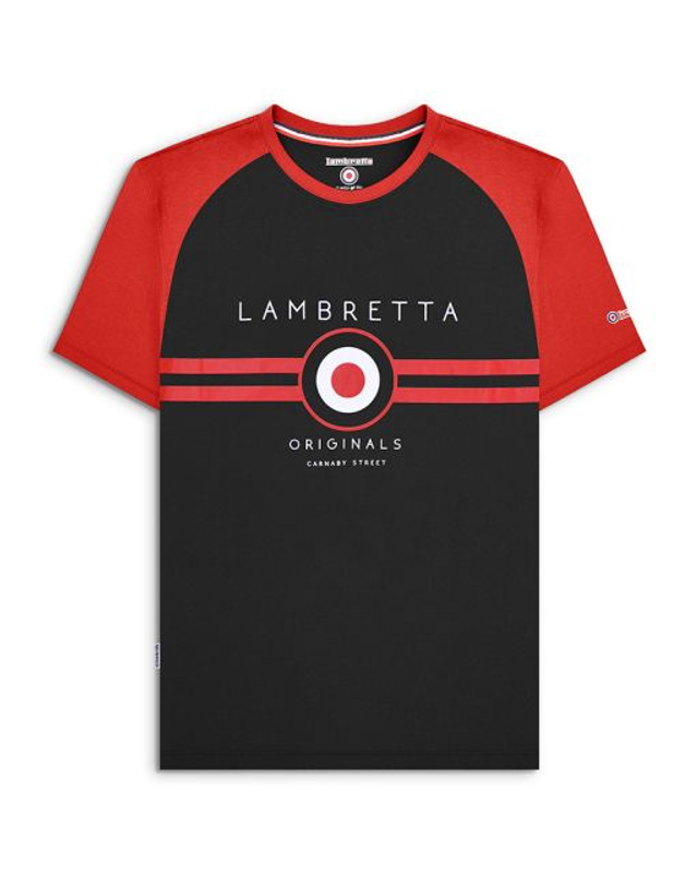 SS4258 Lambretta Target Raglan Tee - Black/Red