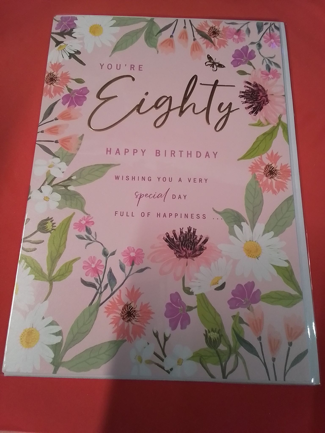 80th Birthday Floral Card 