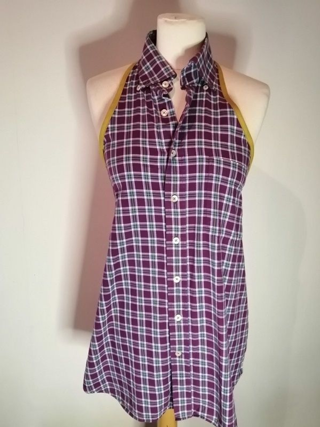 Tablier à carreaux violet