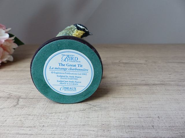 The Country Bird Collection - la Mésange Charbonnière - Oiseau en résine Peint à la Main