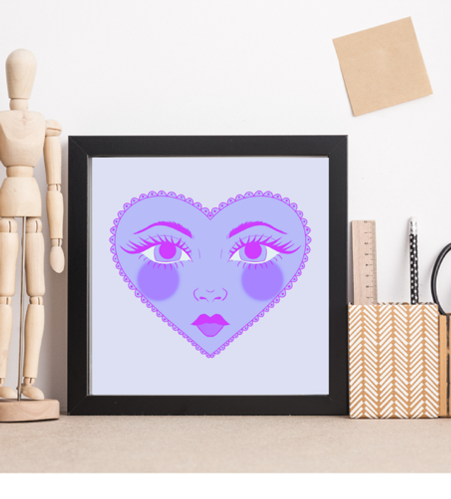 Purple Heart Face Art Print