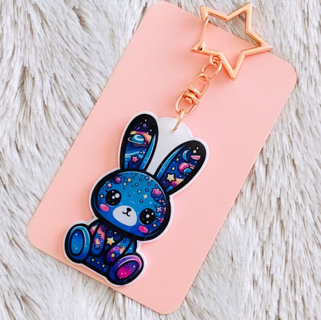  Porte-clés Lapin Céleste Bleu