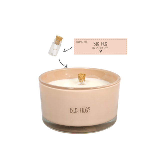 Geurkaars met flessenpost Big Hugs