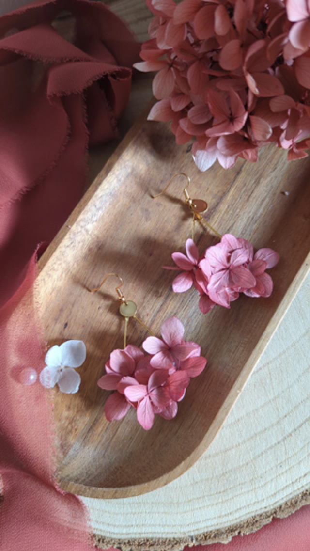 Boucles d'oreilles Amour d'hortensia - Corail