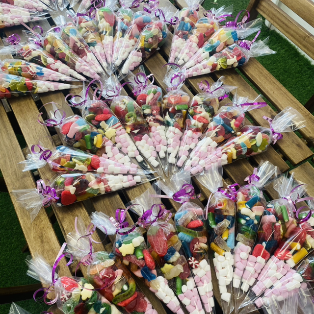 Sweet cones Marshmallow  purple ribbon 