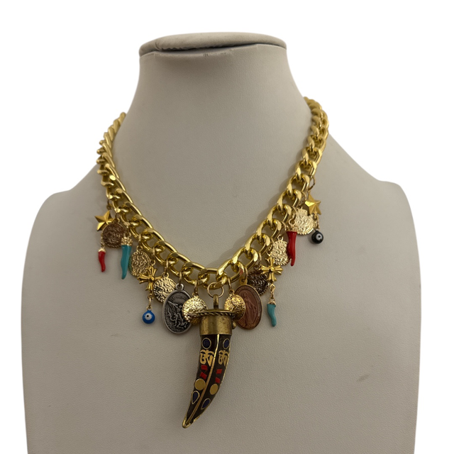 Collana Corno tibetano multicharms 25NM-7