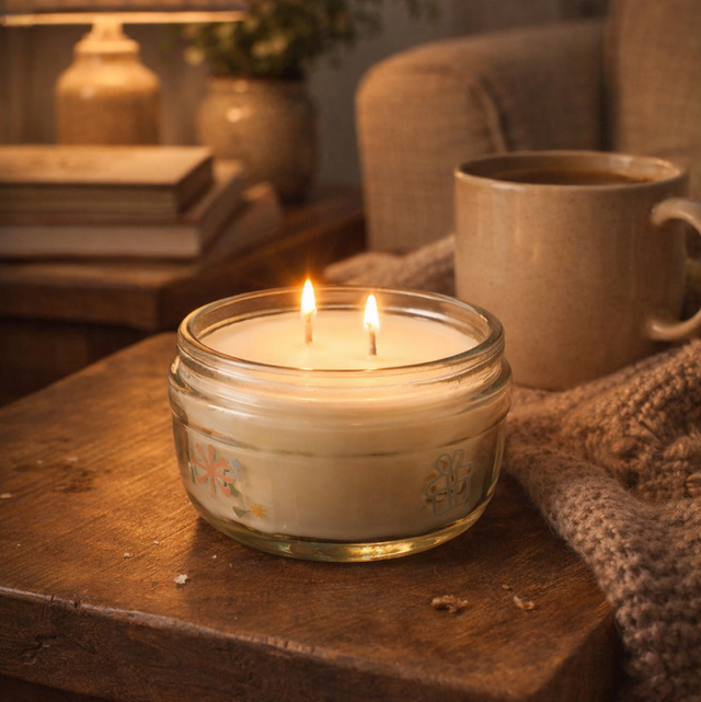Cosy Cashmere glass candle. 