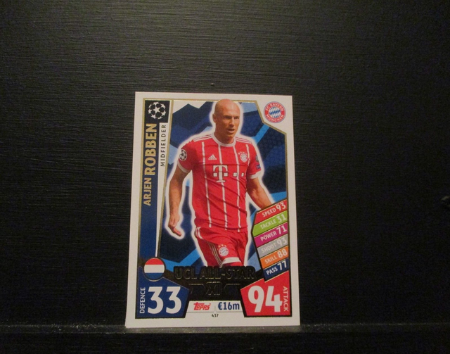 Arjen Robben - UEFA Champions League Match Attax 2017/18 Original Trading Card #437