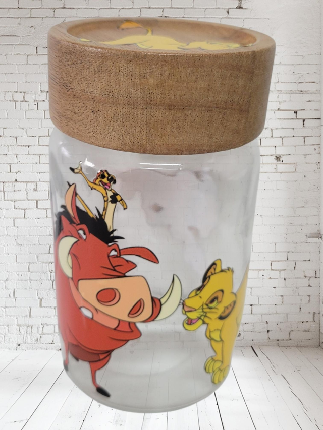 Petite bonbonnière en verre Le roi lion vide