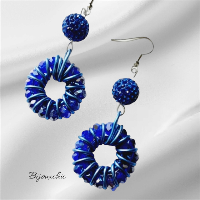 Boucles d’oreilles artisanales Cristal Blue