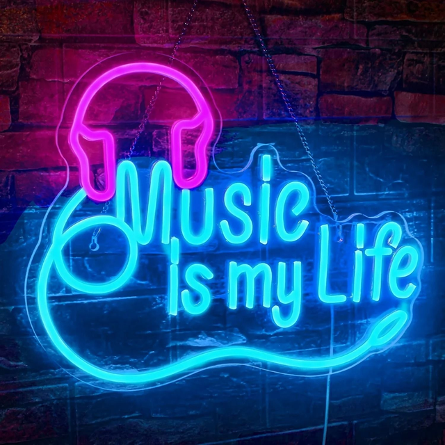 LED Neon Lamp Music is my Life (41x31cm)