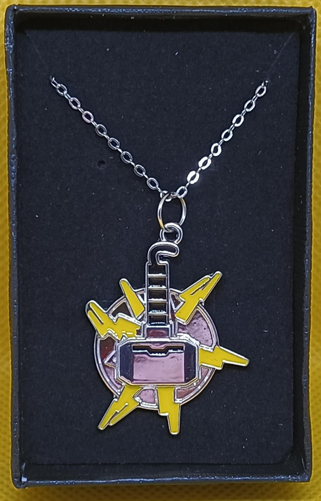 Metal &amp; Enamel Thor's Hammer Pendant Necklace.