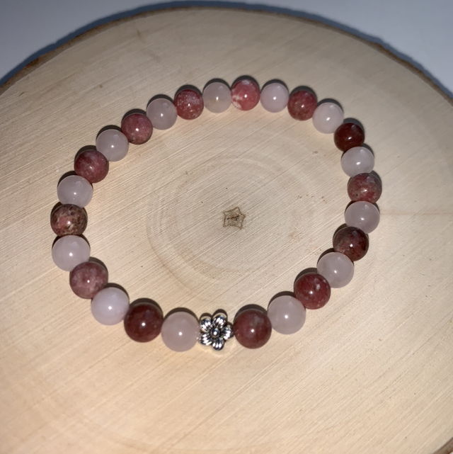 Amour Quartz rose et Thulite 