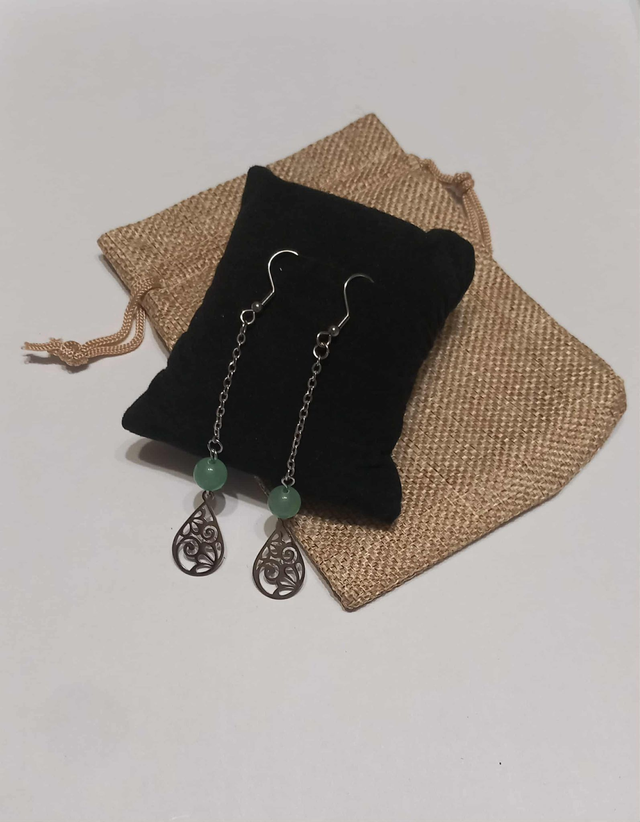 Boucles d'oreilles Stela argent - Aventurine Verte