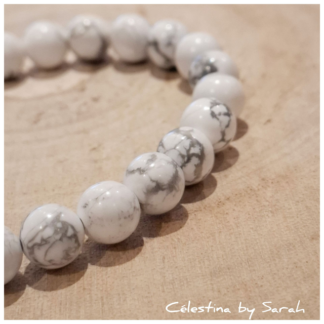 Bracelet Howlite 8mm Taille Homme