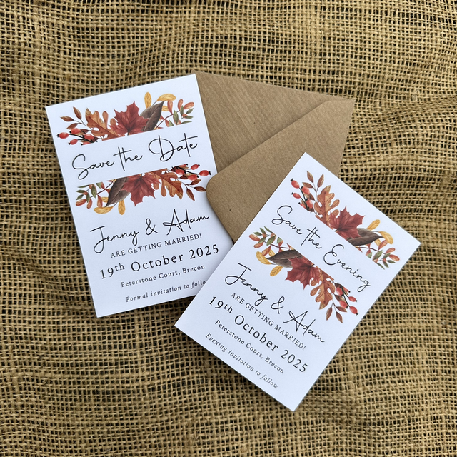 Autumn leaves  - Pack of 16 save the date / save the evening cards